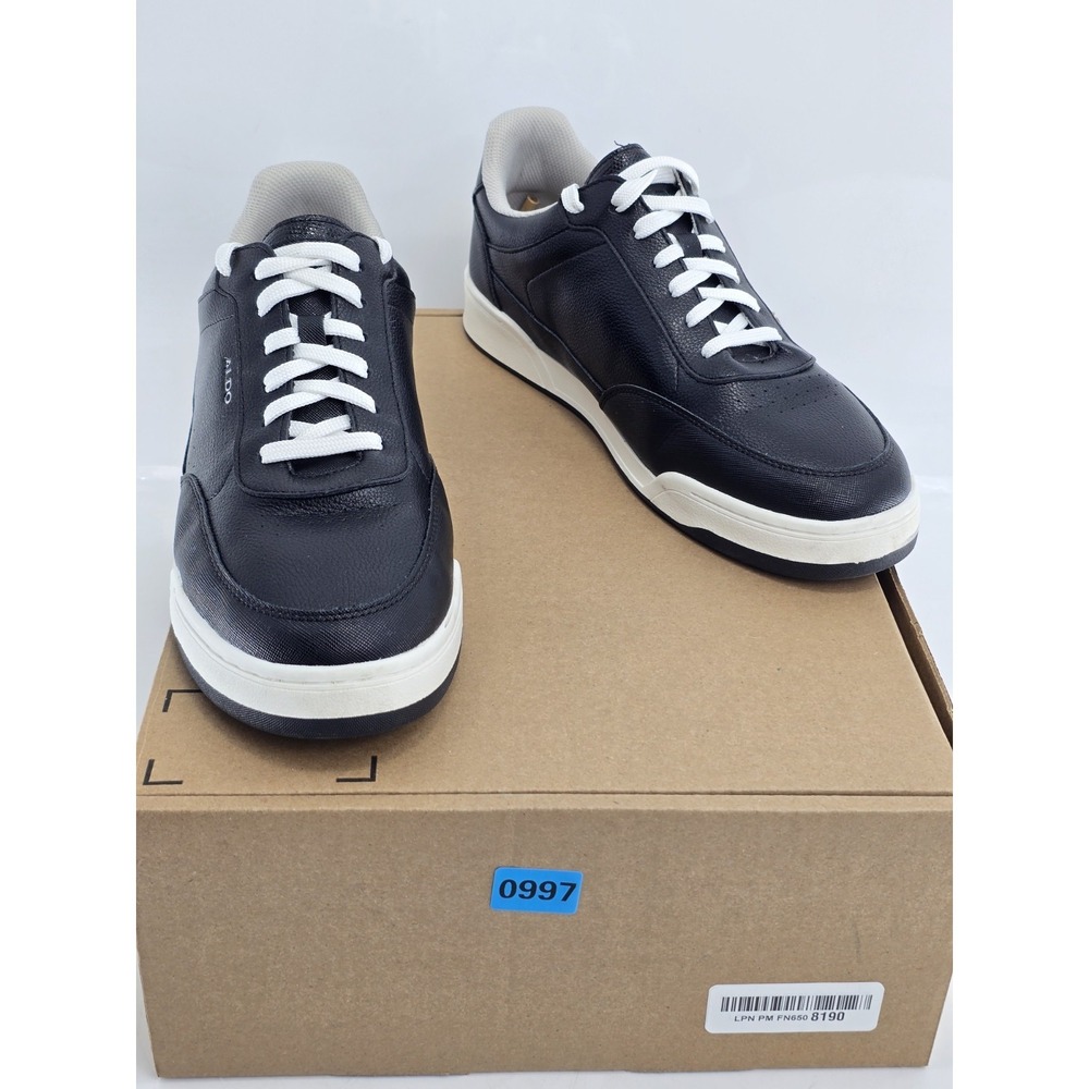 Aldo Men's Maxi Fashion Athletics Sneakers‎ Black/white Leather Sz 12 M